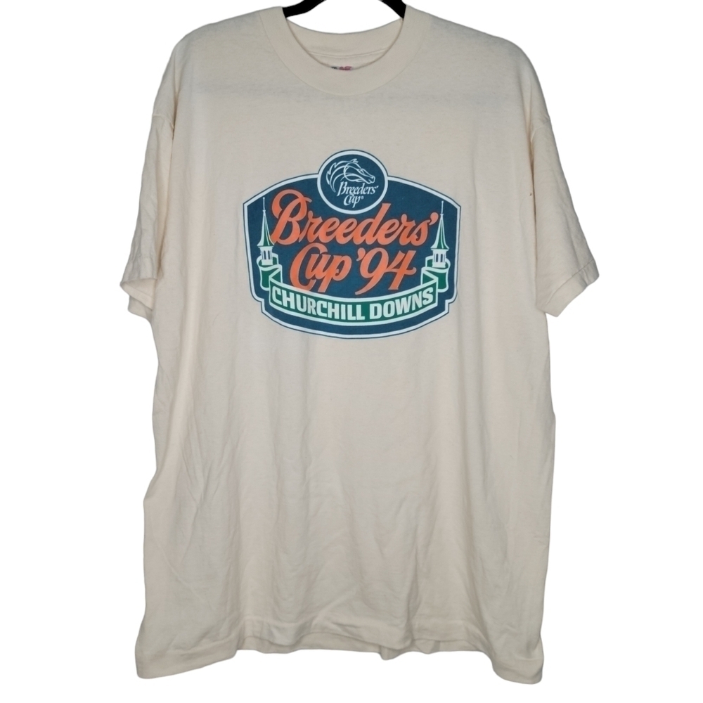 VINTAGE 90s Churchill Downs Horse Racing T-Shirt Size XL Breeders Cup 1994 USA